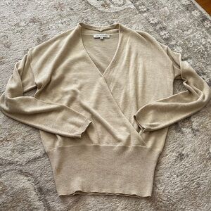 Heartloom Taupe Wrap-Style V-Neck Sweater